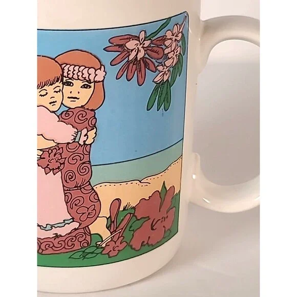 Diana Hansen-Young Hawaii Mug 1992 The Hug Vintage Childhood friendship Mug Art - Picture 3 of 9